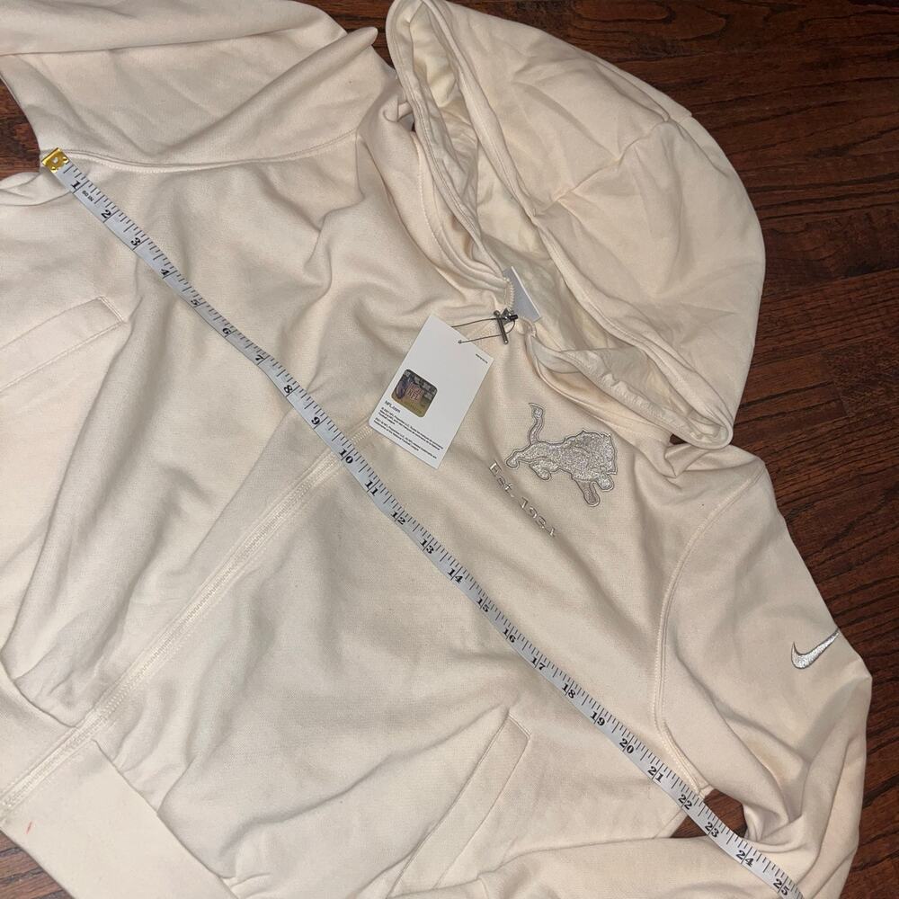 Nike Detroit Lions Women's Cream Glory Cropped Full-Zip Hoodie Size L (0673) - Picture 11 of 12